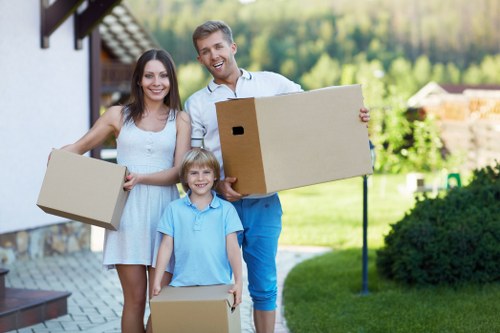 Packed boxes and furniture ready for house removals in Lewisham