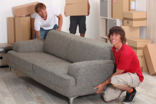 Removal van with packed furniture for transport