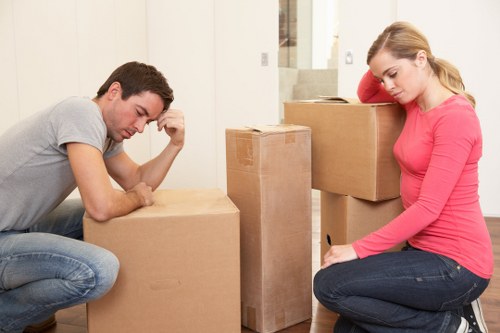 Professional movers packing household items for a Lewisham move